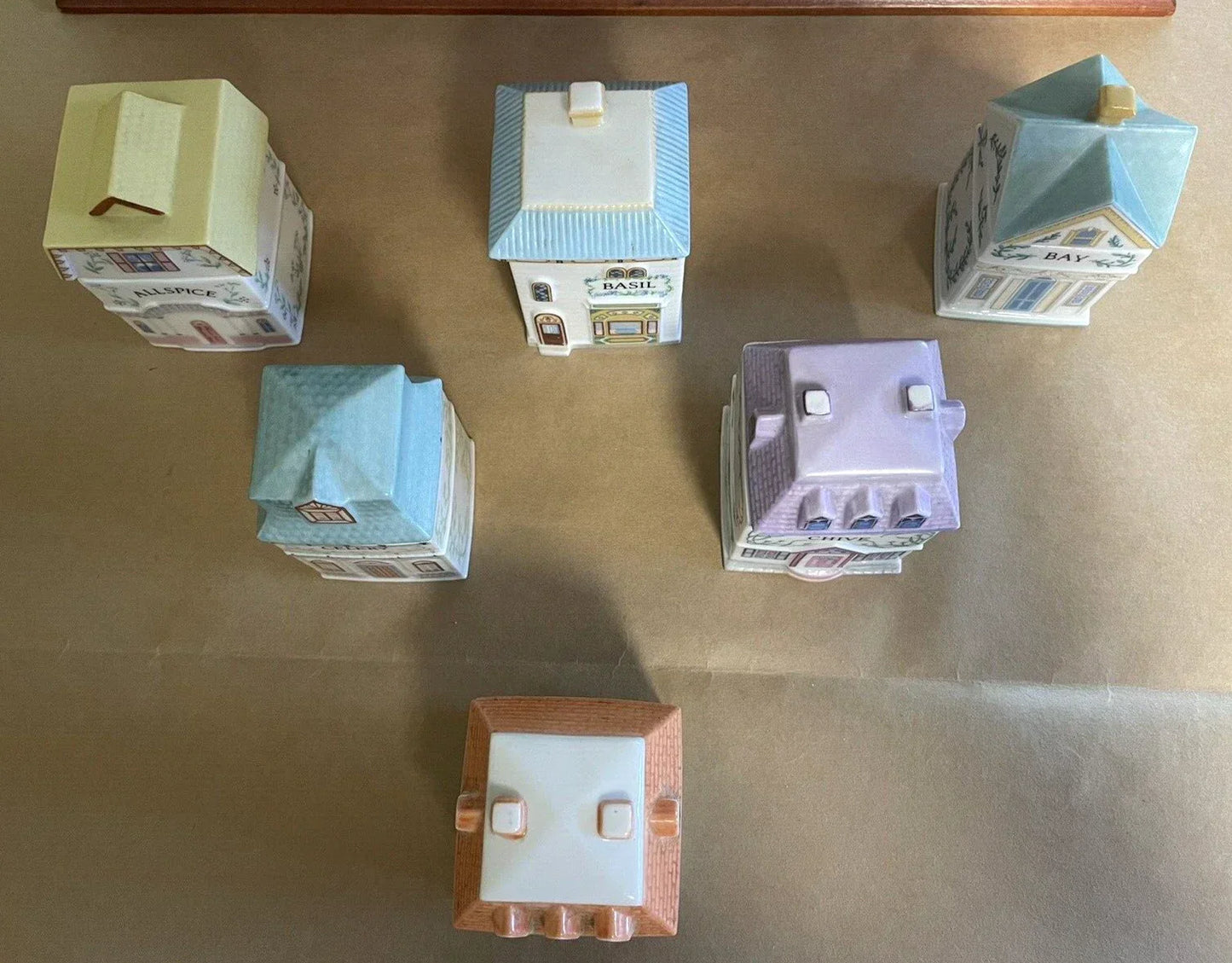 Vintage Porcelain Lenox Complete Spice Village & Rack,24 Spice CottagesVGC, 1989