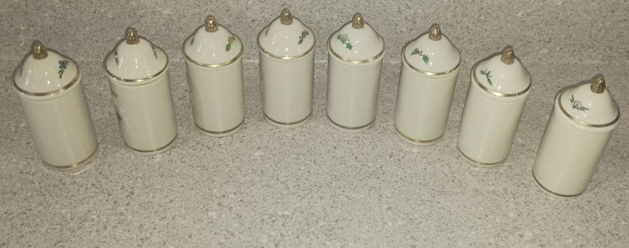 VTG 1992 Lenox Spice Garden 24Jar Complete Set W/ Original Cherry Wood Wall Rack