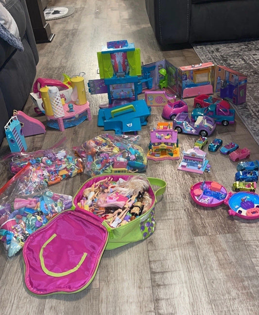 HUGE Vintage Polly Pocket Lot – Dolls, Play Sets, Clothing, Shoes, Accessories & Cars