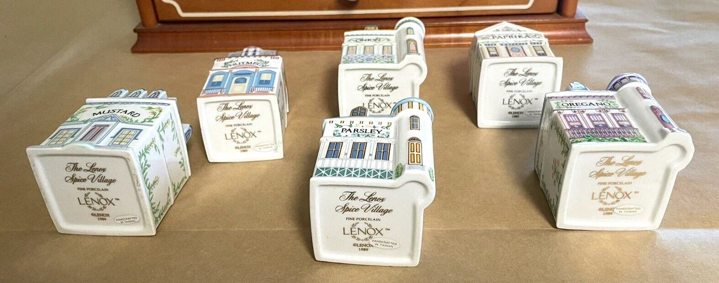 Vintage Porcelain Lenox Complete Spice Village & Rack,24 Spice CottagesVGC, 1989