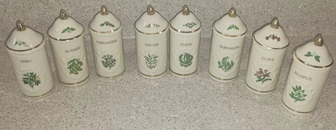 VTG 1992 Lenox Spice Garden 24Jar Complete Set W/ Original Cherry Wood Wall Rack